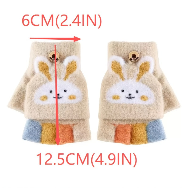 Gants enfant motif lapin et cœur, vue détail