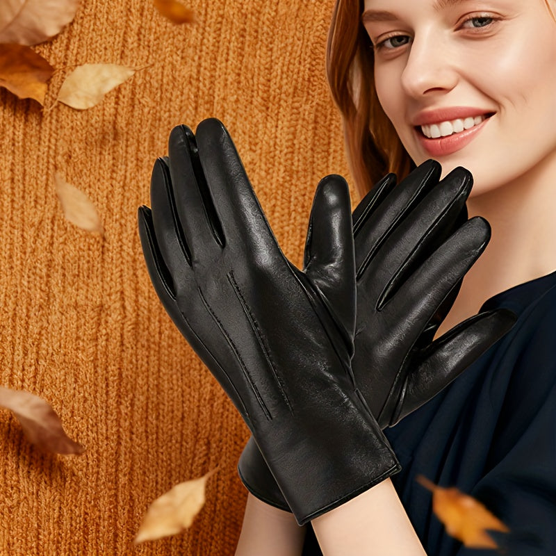 Gants cuir femme fins, vue de profil