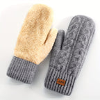 Gants moufle femme gris, paire complète