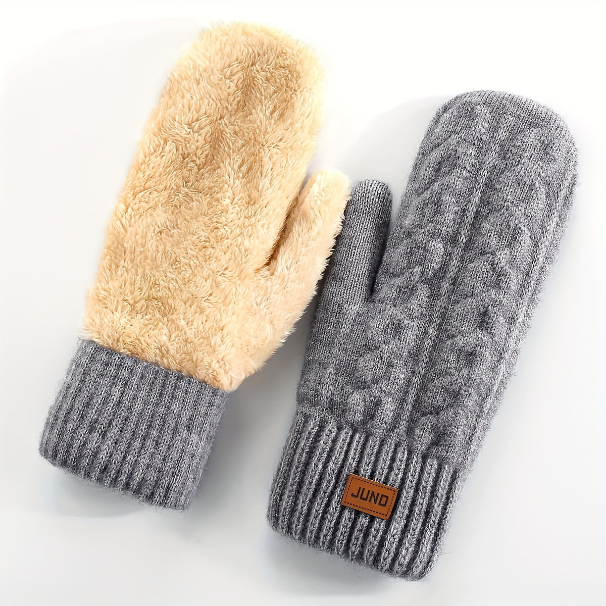 Gants moufle femme gris, paire complète