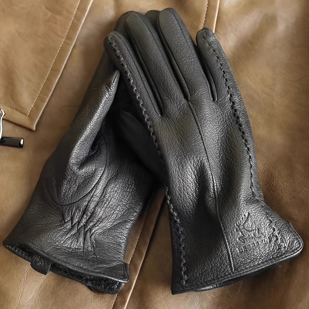 Gants cuir femme, vue rapprochée des coutures