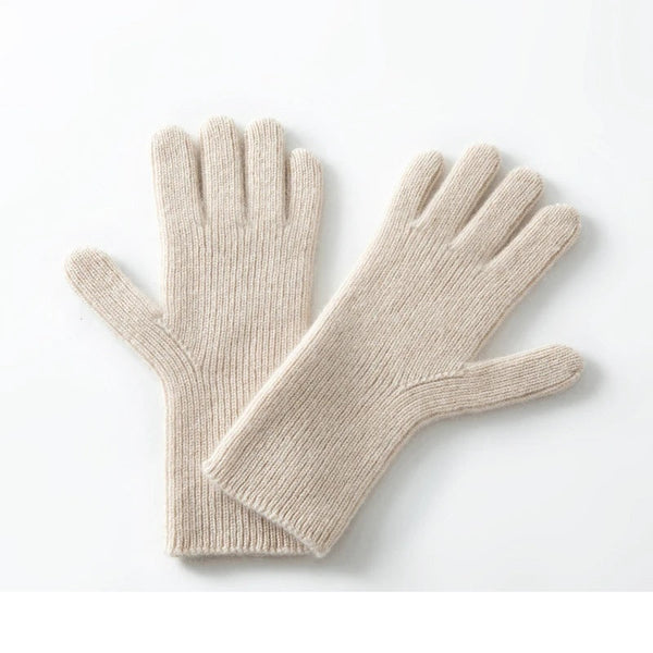 Gants femme en cachemire coloris blanc, vue à plat